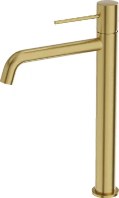Produktbild von LAVITA Hoch Waschtischarmatur - Orion Brushed Gold | Aufrechte Wasserhahn Bad  | Mischbatterie für Waschbecken | Waschtisch-Armaturen Badezimmer | Mit hoher Auslauf