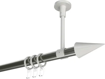 Produktbild von Interdeco Gardinenstange / Vorhangstange Edelstahl-Optik / Weiß, Typ Sonette Savio (Kegel) Deckenmontage, 20 mm Ø 1-läufig, 280 cm