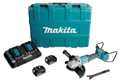 Obrázek produktu pro Akumulátorová úhlová bruska Makita DGA 900 PMKX2 36V ( 2x18V ) 230mm bezkartáčová + 2x akumulátor 4,0Ah + dvojitá nabíječka + Ezynut + kufr