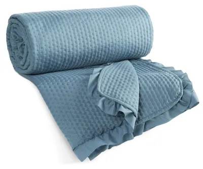 Zdjęcie produktu dla Narzuta z falbaną FALBANKA 170x210 cm granatowa pikowana