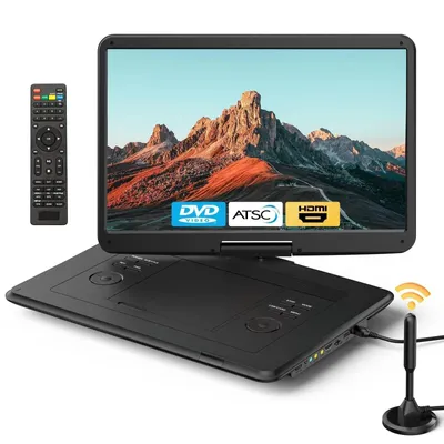 Obrázek produktu pro 17,5palcový přenosný televizor s integrovaným DVD přehrávačem, digitálním tunerem DVB-T2, akumulátorem, vstupem HDMI, FM rádiem, USB portem a slotem pro SD kartu