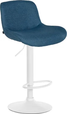 Produktbild von CLP Barhocker Solon Weiß höhenverstellbar und drehbar mit Rückenlehne blau Material Stoff