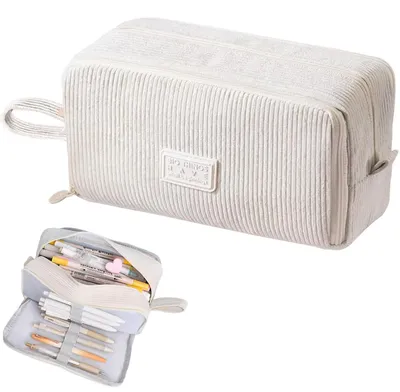 Productafbeelding van Etui van cordura met 3 vakken, beige