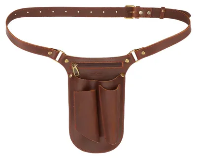 Leder-Gartengerätegürtel mit 3 Taschen, verstellbar, braun
