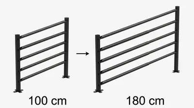 Produktbild von Treppengeländer mit waagerechter Stange verstellbar 100–180 cm Schwarz