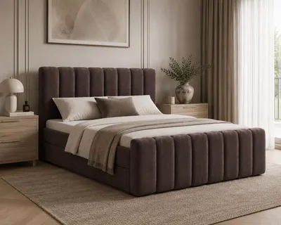 Produktbild von MOEBLO Boxspringbett 01 BIS – Boxbett Kontinentalbett Polsterbett Doppelbett mit Bonell-Matratze, Topper und Bettkasten - 160x200 cm - Braun (Vibe 28)