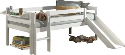 Produktbild von Kojenbett mit Rutsche Karolina 208x175x83 Massivholz Weiß