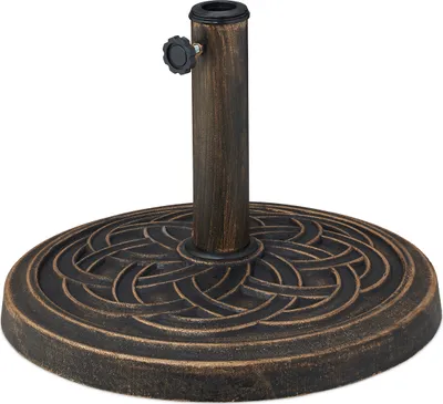 Produktbild von Relaxdays Schirmständer Sonnenschirm, für Schirmstangen 34–48 mm, Ø 45 cm, Vintage, Sonnenschirmständer, schwarz/bronze