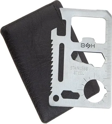 Zdjęcie produktu dla Niezbędnik Wielofukcyjny Multitool 11W1 Karta Przetrwania Survival Srebrna