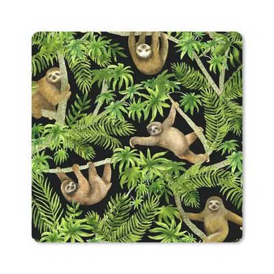 Produktbild von MuchoWow® Mauspad Mousepad Faultier - Palme - Muster - Jungen - Mädchen - Kinder - Kind 30x30 cm - Mousepads - Maus Mat - Pad - Mausunterlage - Gaming