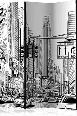 Produktbild von 3-teiliger Einseitiger Vlies Paravent - Street in New York city 135x172 cm Städte d-C-0127-z-b