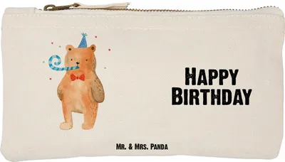 Produktbild von Mr. & Mrs. Panda kosmetiktäschchen Bär Geburtstag Größe S Klein - Weiß - Geschenk, Kosmetiktasche, Etui, Glückwunsch, Täschchen, Stifteetui, Happy Birthday, Teddy, Pouch