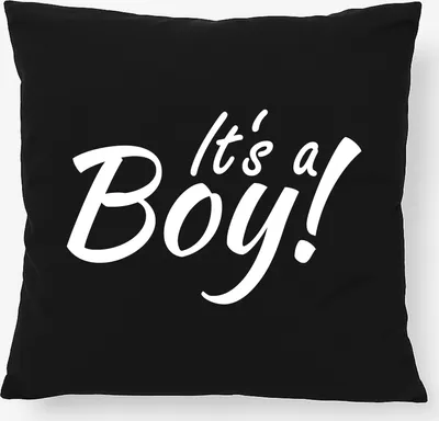 Produktbild von Huuraa Kissen It`s a Boy! Schriftzug 40x40cm mit Füllung Black Baumwolle Dekokissen Geschenkidee