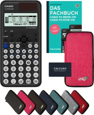 Produktbild von Casio fx-87DE CW inkl. Schutztasche Pink & Fachbuch (160 Seiten, DIN A5) – Wissenschaftlicher Rechner  – Smart Set