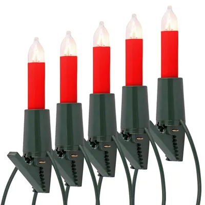 Produktbild von NARVA Premium Kerzen Lichterkette 30 rote Schaftkerzen Weihnachtsbaumbeleuchtung 230V innen