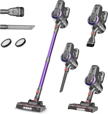 Zdjęcie produktu dla Odkurzacz akumulatorowy bezprzewodowy - ultramoderny - 1,8 kg - z szczotką zapobiegającą splątywaniu - do dywanów i podłóg twardych