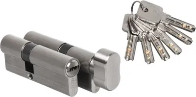 Zdjęcie produktu dla Zestaw wkładek B-Harko DR STRONG 45/30 + 45G/30 wykonanych z satynowanego niklu, 6 kluczy do wgłębień