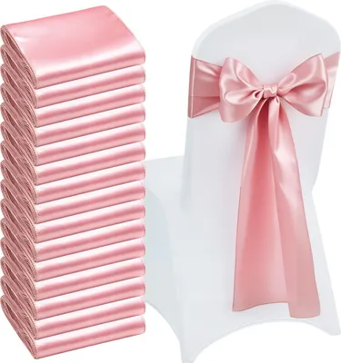 Produktbild von SucceBuy Satin-Stuhlschärpen mit Schleifen (275x17 cm) 50 Stk. Stuhlbänder zum Binden, ideal für Hochzeiten, Bankette, Veranstaltungen und Dekorationen, Stuhlschleifen in Rosegold