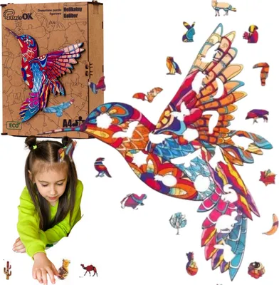 Produktbild von Holzpuzzle, Feiner Kolibri-Vogel-Puzzle Pua4-00703