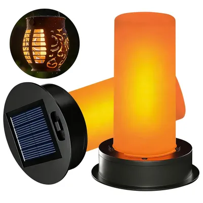 Produktbild von 2pcs  Solar-Flammenlicht, 8,5 cm Kerzenröhre mit flackerndem Flammeneffekt, wasserdichte Outdoor-Leuchte für Garten und Innenhof