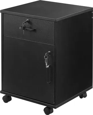 Produktbild von CLIPOP Aktenschrank Rollcontainer, mit abschließbarer Schublade und Tür, Schwarz