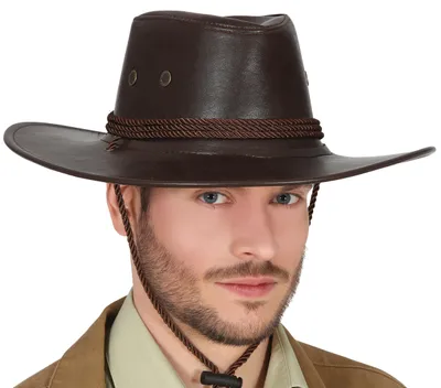 Immagine prodotto di Cappello Cowboy Classico Marrone Western Look Vintage Costume Carnevale Accessorio Unisex Avventura Kansas Country Wild West Copricapo Fantasia, Colore: Marrone