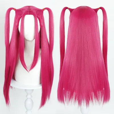 Produktbild von Perücke Mädchen mit Pferdeschwanz 60cm Rosenrot Anime Cosplay Halloween Kostüm Zubehör