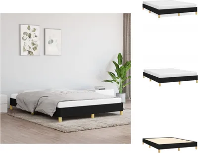 Image de vidaXL Cadre de lit noir 140x190 cm Tissu - Lits et sommiers