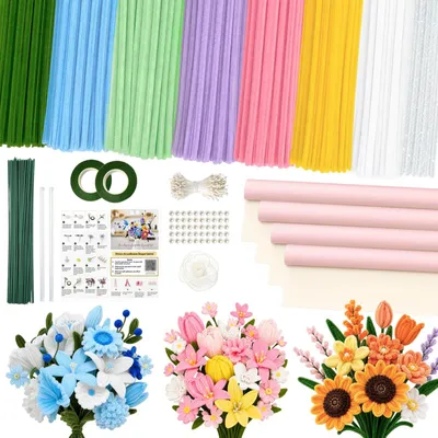 Bastelset mit 600 Pfeifenreinigern in 7 Farben für DIY-Sträuße