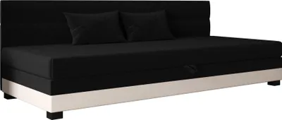Produktbild von AURA SOFA  Boxspringbett  TORIN BIZ 90x195 Komplett-Set mit Bonell Matratze, Polsterbett mit Bettkästen -  Hellbeige/Schwarz, SAWANA 01/14