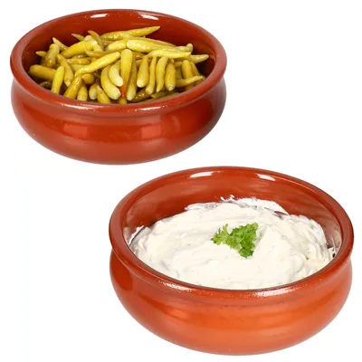 Zdjęcie produktu dla 2x BERLIN Cazuela miska bulwiasta Ø18,5cm gliniana rozmiar L Śródziemnomorskie tapas antipasti