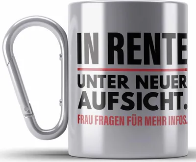 Produktbild von Trendation - Renter Edelstahl Tasse Karabiner Ruhestand Geschenk Rente Mann Lustig Renteneintritt Abschiedsgeschenk Sprüche Pension (Silber)