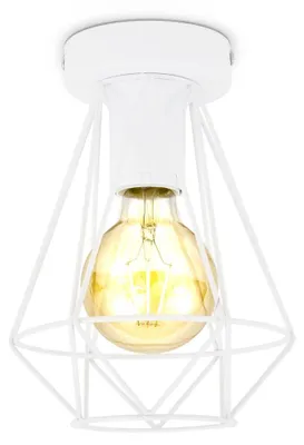 Image de Plafonnier en fil métallique I 1-flamme I E27 I Vintage I 165 mm de diamètre I Blanc I sans ampoule