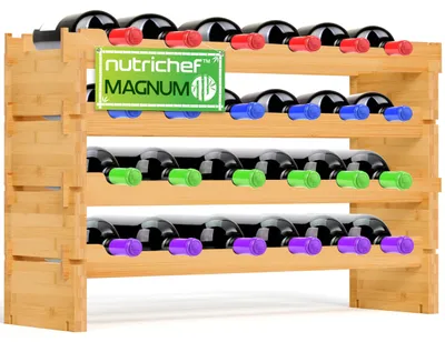 Produktbild von NutriChef Regal Schmal Weinregal aus Bambus Holz – 24 Flaschen, 4 Etagen – Stape