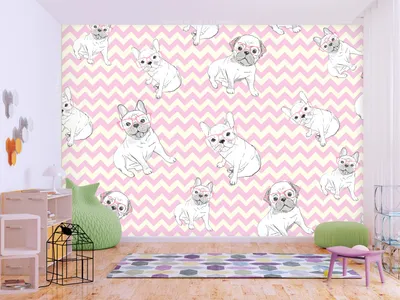 Produktbild von Vlies Fototapete Tiere Kinderzimmer 400x280 cm Tapeten Wandtapete XXL Hund Bulldogge Puppy g-B-0195-a-a