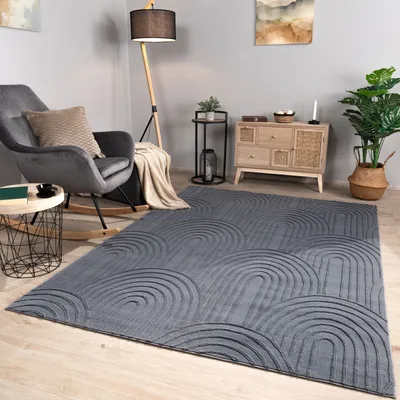 Produktbild von TT Home Wohnzimmer Teppich Esszimmer Kurzflor Geometrische Optik Skandi Boho Unifarben Größe 160x220 cm