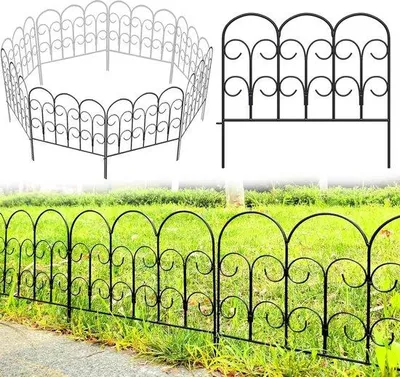 Produktbild von Famanu Dekoratives Metallgartenzaun 40 cm H x 47 cm B - 5 Paneele, Gesamtlänge 2,35 m