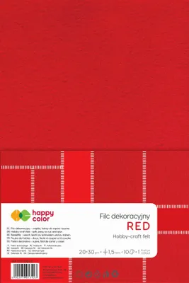 Imagen del producto de Fieltro decorativo, 20x30 cm, 1,5 mm /10 unidades/ Color rojo, marca Happy Color