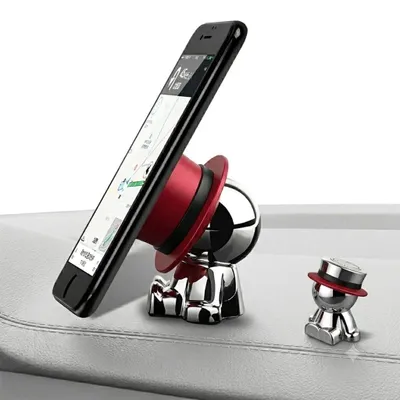 Zdjęcie produktu dla Magnetyczny uchwyt na telefon do samochodu i biurka - uniwersalny, czerwony