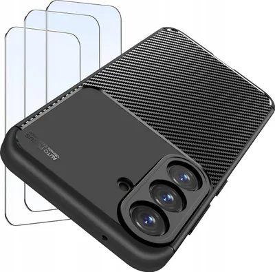 Immagine prodotto di SET Custodia per Samsung A54 4G| A54 5G Custodia rinforzata in carbonio + 3 PIECI DI VETRO
