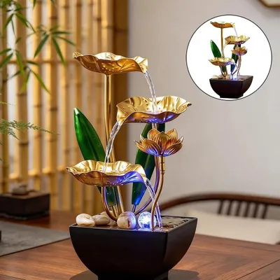 Produktbild von Zimmerbrunnen,Tischbrunnen Wasserfall mit LED-Licht,Zen Tischdekoration für Büro