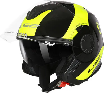 Immagine prodotto di LS2 OF570 Casco da equitazione a doppia lente semicoperto per donne e uomini Casco da moto nero giallo/giallo XXXL