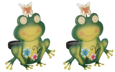 Produktbild von 2x LED Außenleuchte Frosch, Metall, bunt, warmweiß, IP44, H 22 cm
