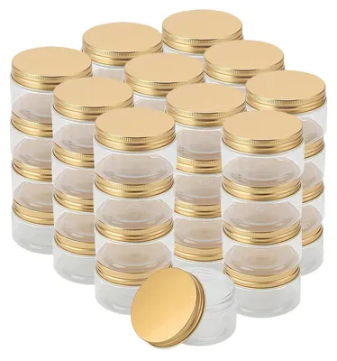 Obrázok produktu pre Omgoods - 40 kusov plastových nádob na skladovanie s objemom 100 ml, s zlatými hliníkovými viečkami