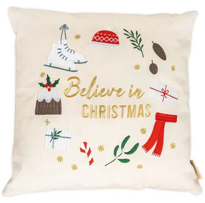 Kissenbezug "Believe in Christmas" 40x40 cm, Baumwolle