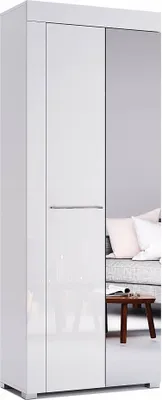 Produktbild von 2‑türiger Kleiderschrank Weiß Hochglanz – 750 × 1950 × 380 mm