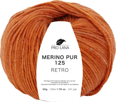 Produktbild von Pro Lana MERINO PUR 125 Retro 50 g 100 % extrafeine Wolle 125 m Farbe 127 - ziegel