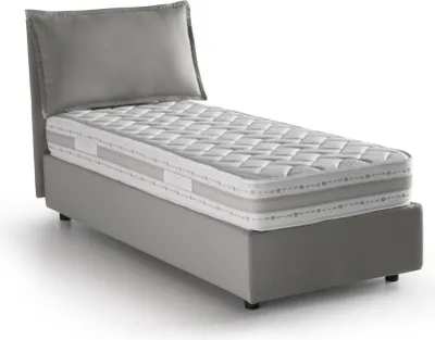 Produktbild von Einzelbett Dmarcon, Containerbett mit Stoffbespannung, 100%  Italy, Frontöffnung, inklusive Matratze 80x200 cm, Grau