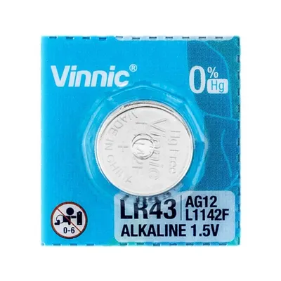 Produktbild von Alkali-Spezialbatterie Vinnic G12 / AG12 / L1142 / LR43 / 186 / V12GA / RW84 / D186 Blister zu 10 Stück