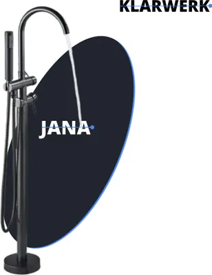 Produktbild von JANA | Premium Freistehende Armatur für die Badewanne in Schwarz | Edelstahl Standarmatur inkl. Handbrause |Mischbatterie Badewanne Bodenmontage Hotel
